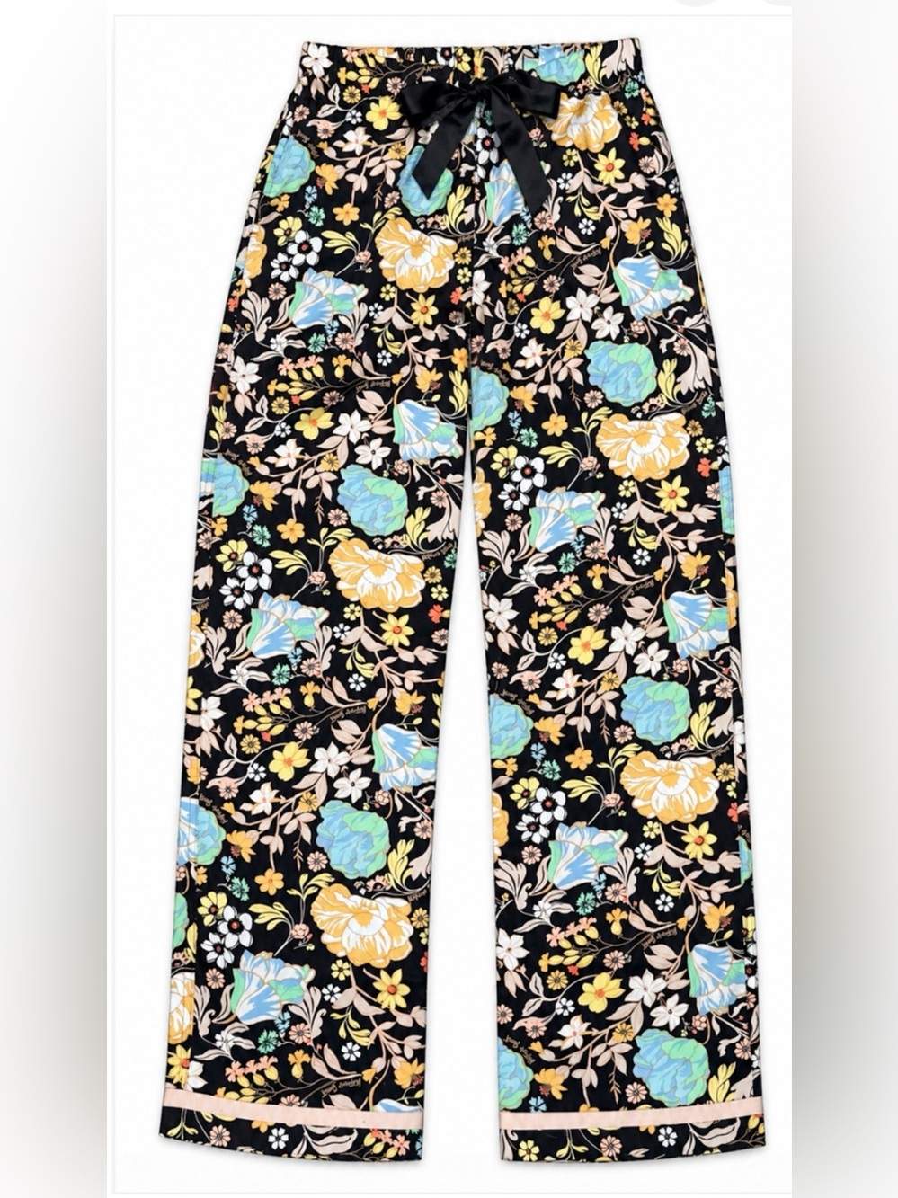 NEW VICTORIA'S SECRET BLACK FLORAL SATIN PAJAMA PJ PANTS SZ XS